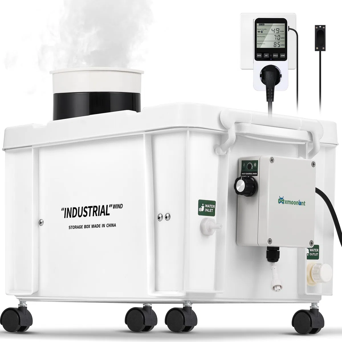 Mxmoonant Ultraschall Nebelmaschine 10L/H DIY Industriequalität | einstellbare Nebelmenge, automatische Wasserzufuhr, mit Feuchtigkeitsschalter für Werkstatt, Gewächshaus, Bauernhof
