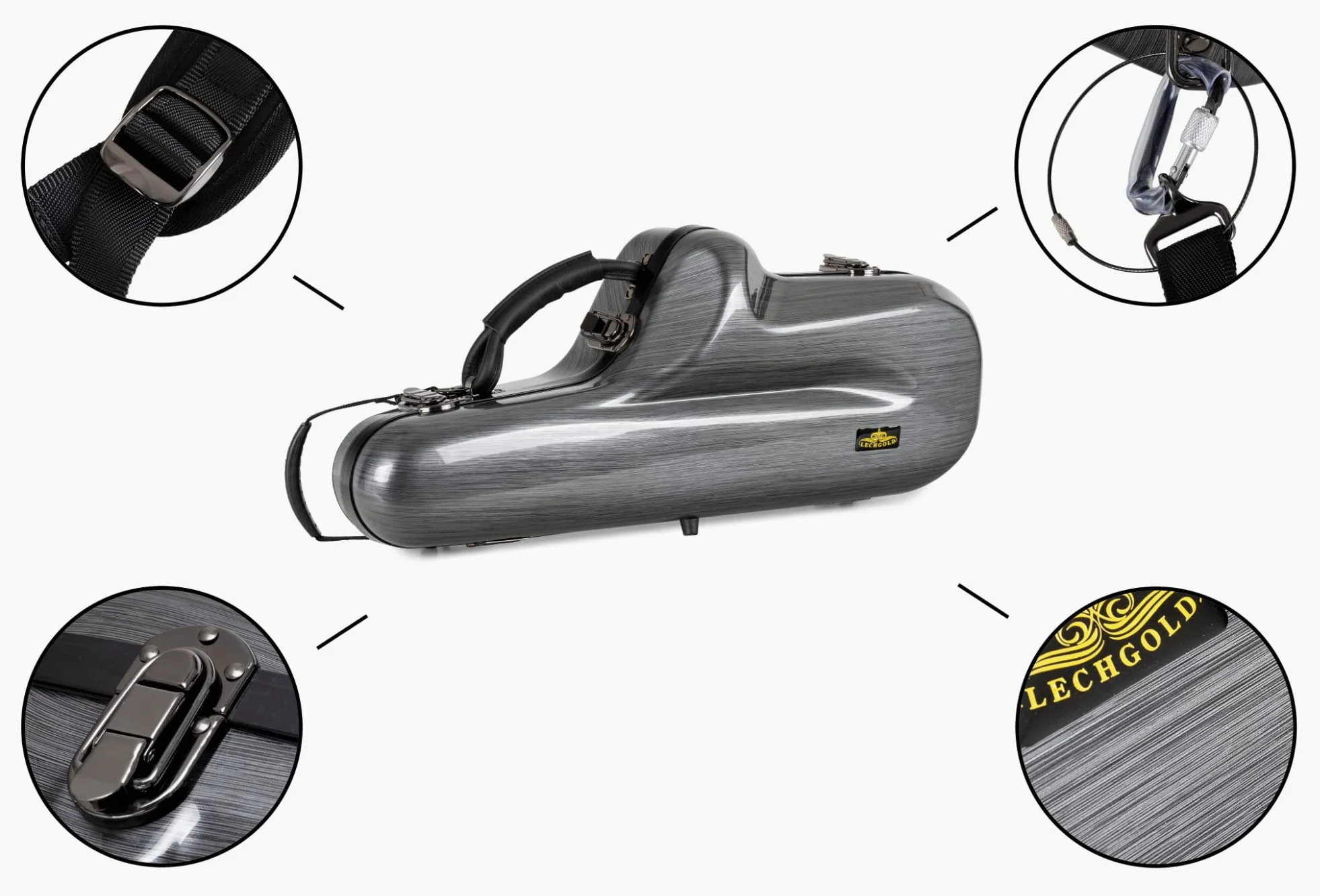Deluxe Koffer für Alt-Saxophon- Stabiles Formetui für alle gängigen Eb-Altsaxophone - Thermopolsterung für Instrument, S-Bogen, Mundstück und Zubehör - Rucksackgarnitur - Coole Carbon-Optik