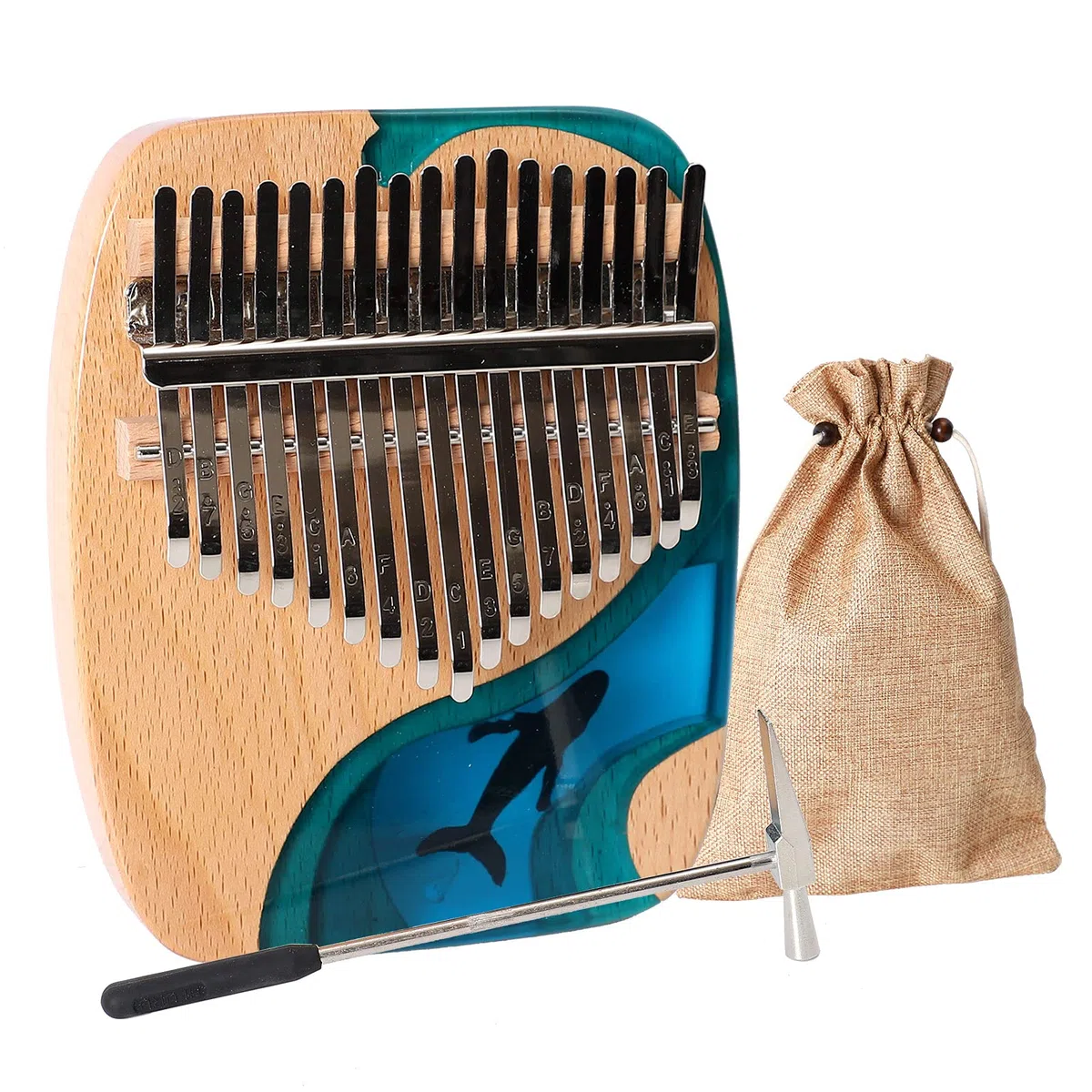 Musfunny Kalimba Daumenklavier 17 Schlüssel: Fingerklaviere Holz Mit Lehrmaterial Stimmhammer- Thumb Piano for Kinder Erwachsene Anfänger
