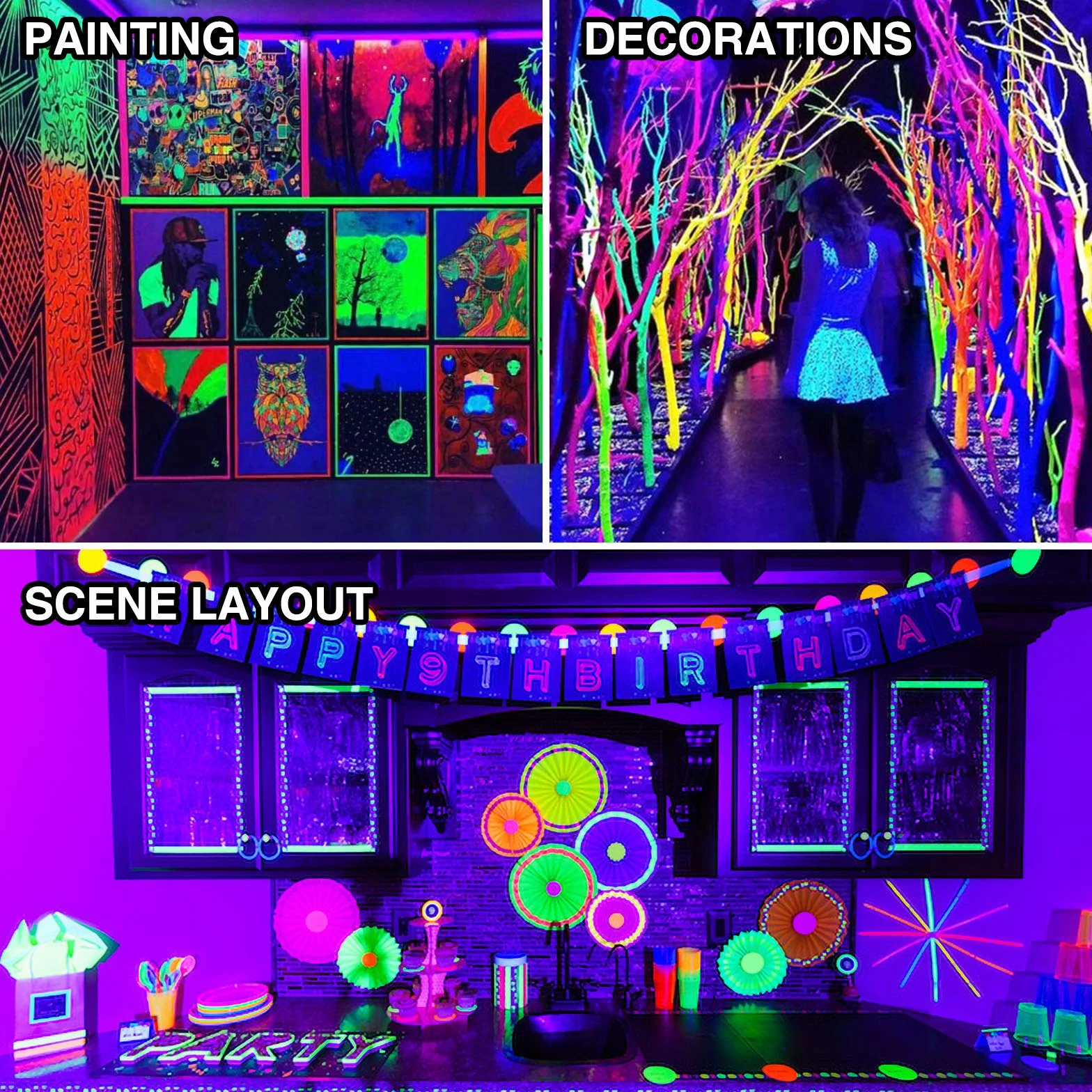 Onforu 2 er 20W LED Schwarzlicht Strahler, IP66 Wasserdicht Schwarzlichtlampe, UV Fluter mit Stecker, Fluoreszenz UV Scheinwerfer Bühnenbeleuchtung, UV Licht für Party Disco, Neonfarben, Aquarium