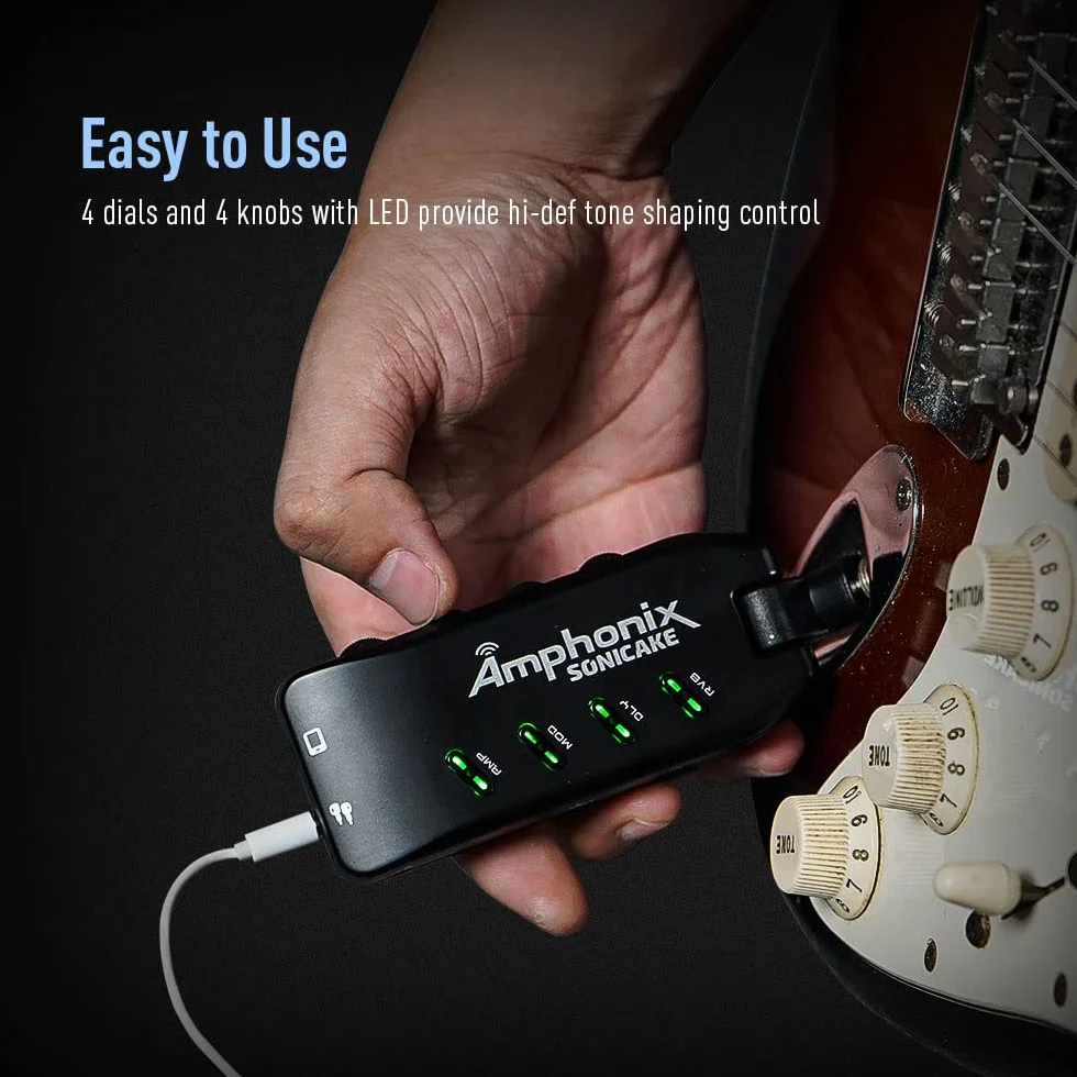SONICAKE Mini Gitarre Kopfhörer Verstärker Bluetooth Multi-Effekte Plug-In USB aufladbar Portable Amphonix