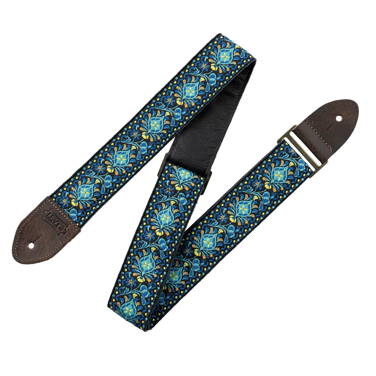 Levy's Leathers Vintage Hootenanny Series Gitarrengurt | Jacquardgewebe | Breite 5 cm | Farbe Blau | (M8HTV-04)