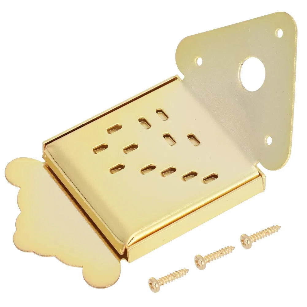Stahl Mandolinen Saitenhalter, Chrom Mandolinen Saitenhalter Abdeckung Ersatz für Mandoline 8, 10 oder 12 Loop End Saiten (fünf Arten)(QB10 Golden ohne Muster) Musikinstrumentenzubehör