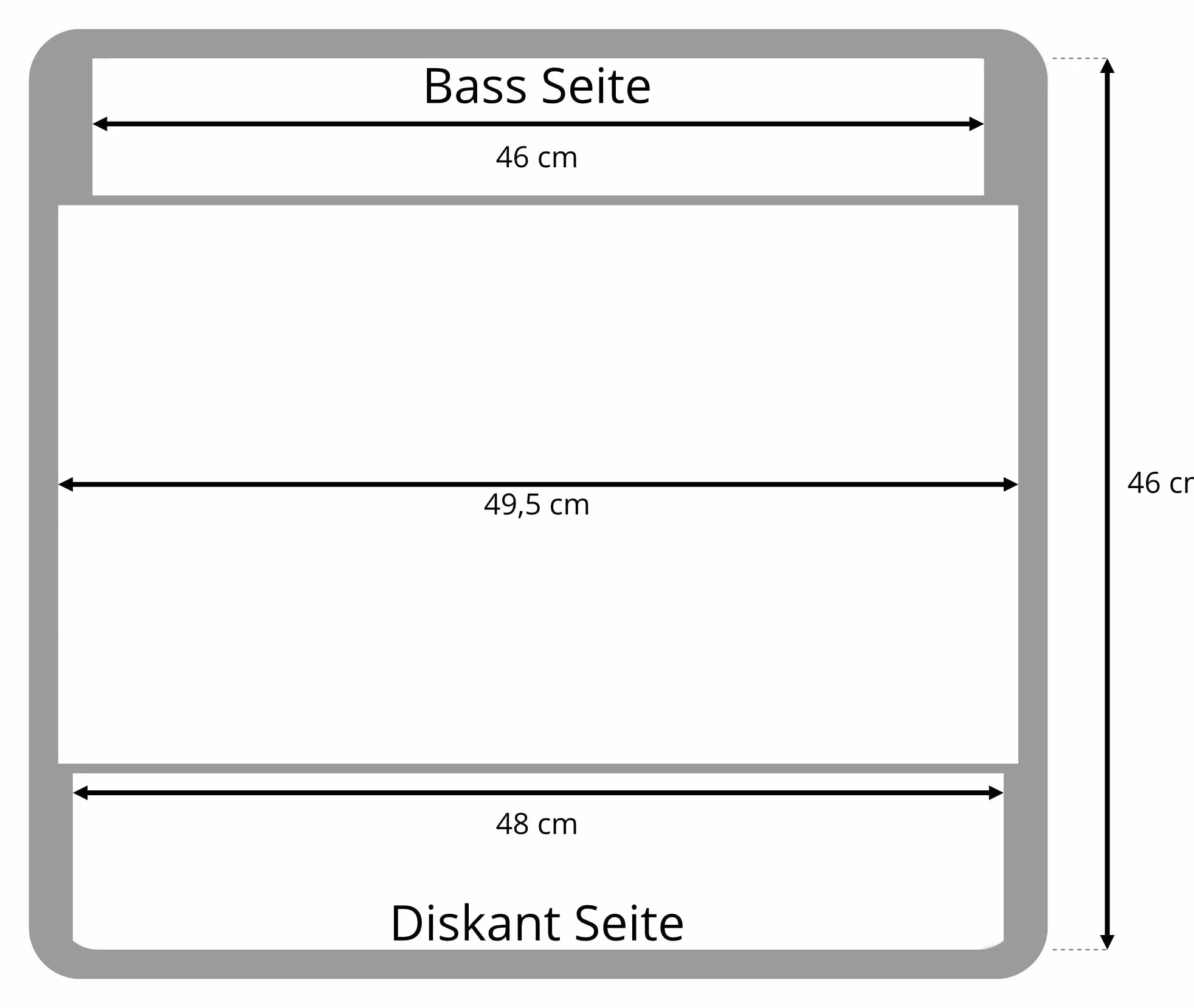 Alpenklang 96-Bass Akkordeon Koffer/Trolley (Akkordeontrolley, Holzkern, Plüsch-Polsterung, 53 x 50 x 30cm, festes wasserabweichendes Oberflächenmaterial) schwarz