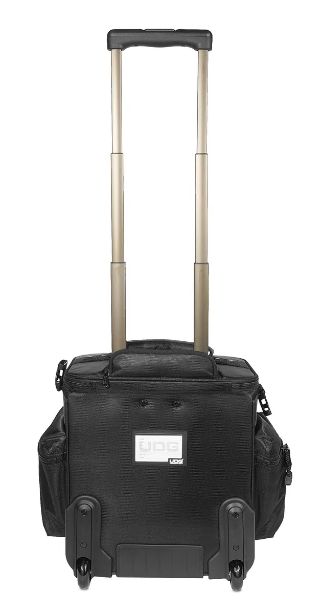 UDG Ultimate SlingBag Trolley Deluxe Schwarz MK2, Schwarz innen (U9981BL) | Vinyl während der Reise schützen; SlingBag Trolley Deluxe mit Inline-Rädern, Zahlenschloss, MK2