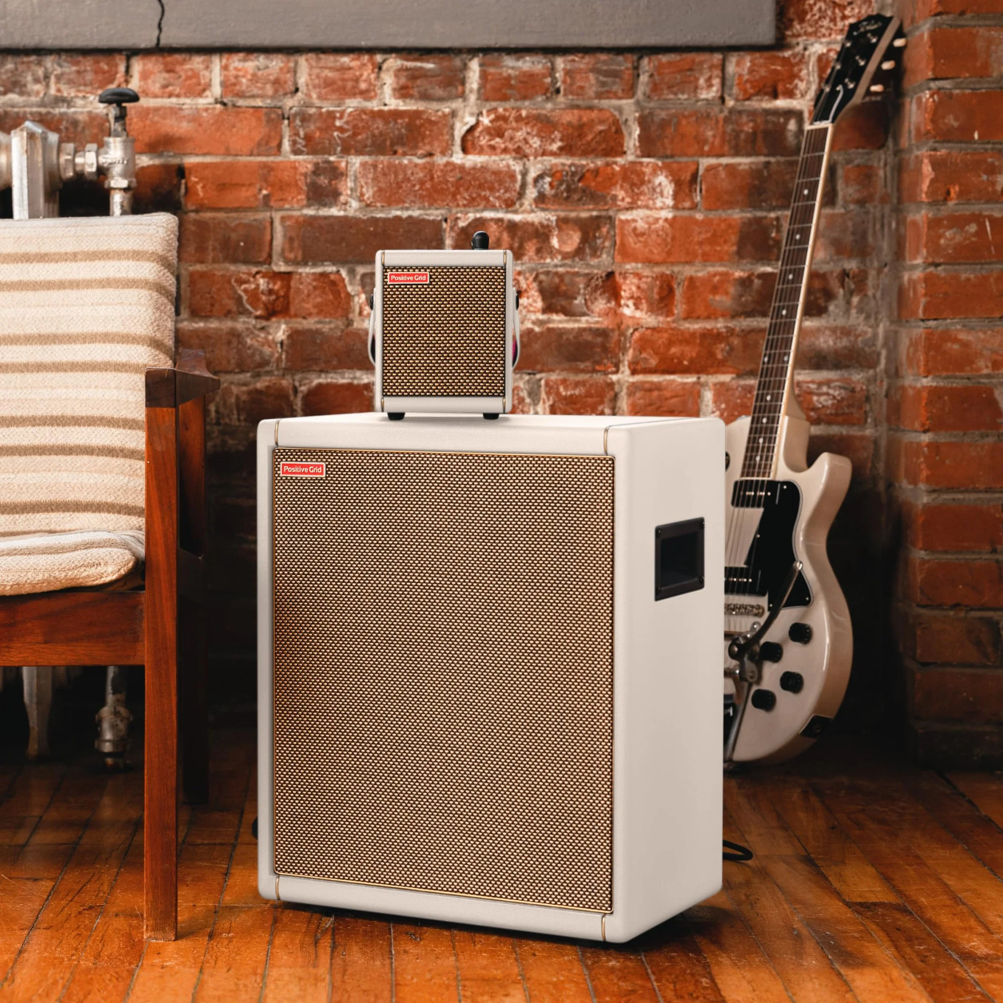 Positive Grid Spark CAB Gitarrenverstärker-Lautsprecherbox für Verstärker der Spark-Serie, Mehrere Instrumente, Modeler und Mehr – Perlweiß
