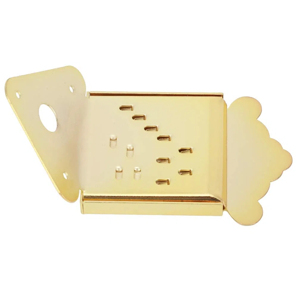 Stahl Mandolinen Saitenhalter, Chrom Mandolinen Saitenhalter Abdeckung Ersatz für Mandoline 8, 10 oder 12 Loop End Saiten (fünf Arten)(QB10 Golden ohne Muster) Musikinstrumentenzubehör