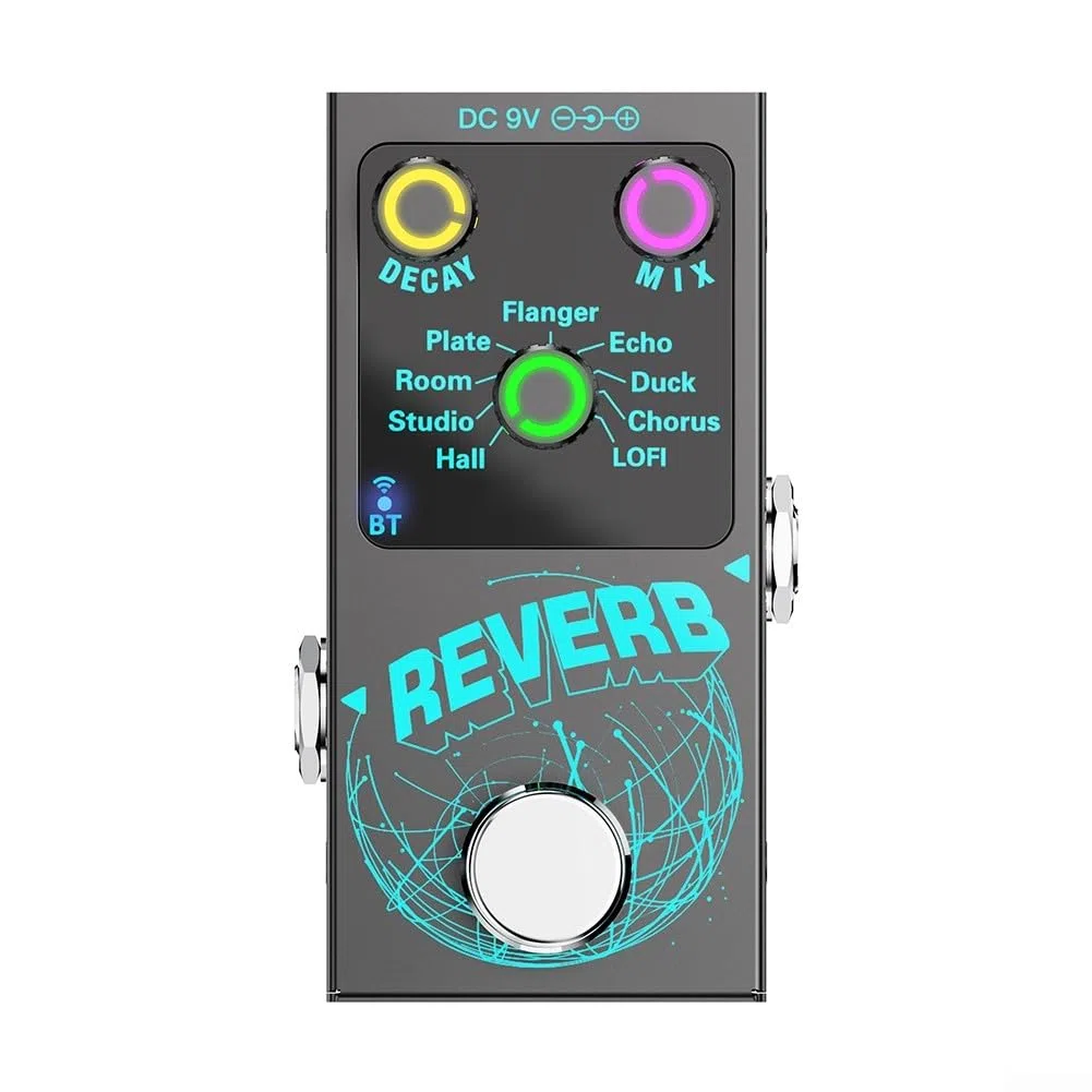 Gitarren-Reverb-Pedal mit 9 einzigartigen digitalen Reverb-Effekten mit einstellbarem Decay und Wet/Dry Mix und True Bypass-Funktion